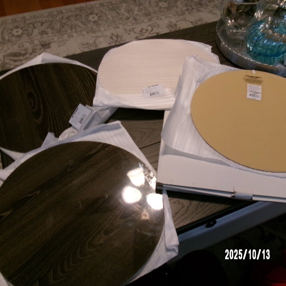 NEW SET 4 $40 EA Kim Seybert Brown Oak Acrylic Table Placemats 15" in COLOR BARK